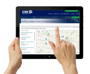 CBI Bank & Trust - locations on tablet