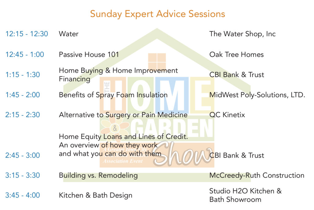 Sunday Expert Advice Schedule